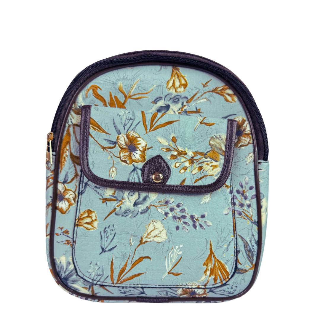 LABEL BANDHANI-3151 RAJASTHANI FLORAL PRINT BLUE MINI BAGPACK