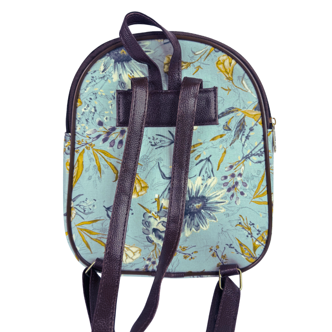 LABEL BANDHANI-3151 RAJASTHANI FLORAL PRINT BLUE MINI BAGPACK - Image 4