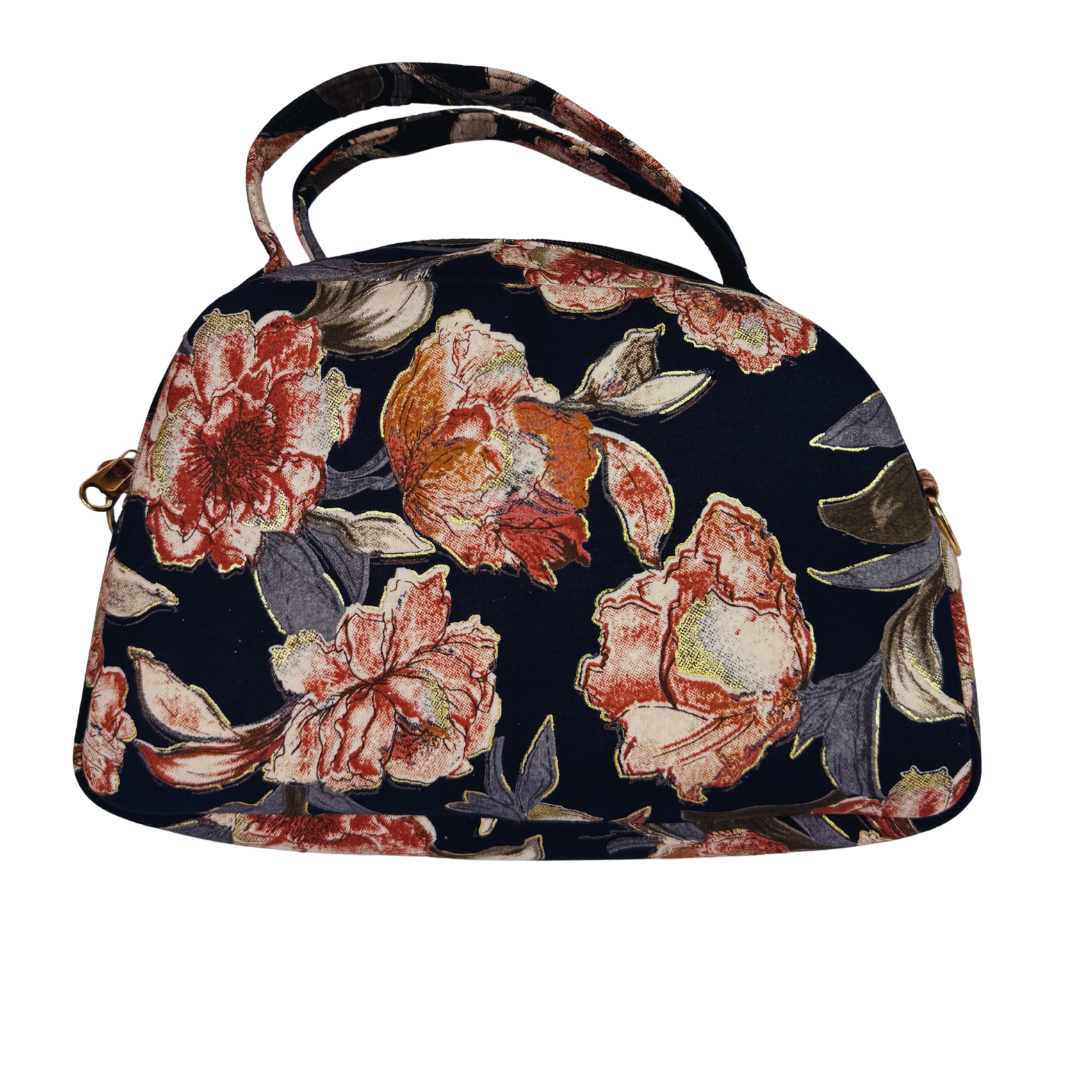 LABEL BANDHANI-1202 RAJASTHANI PRINT FLORAL BLACK HANDBAG