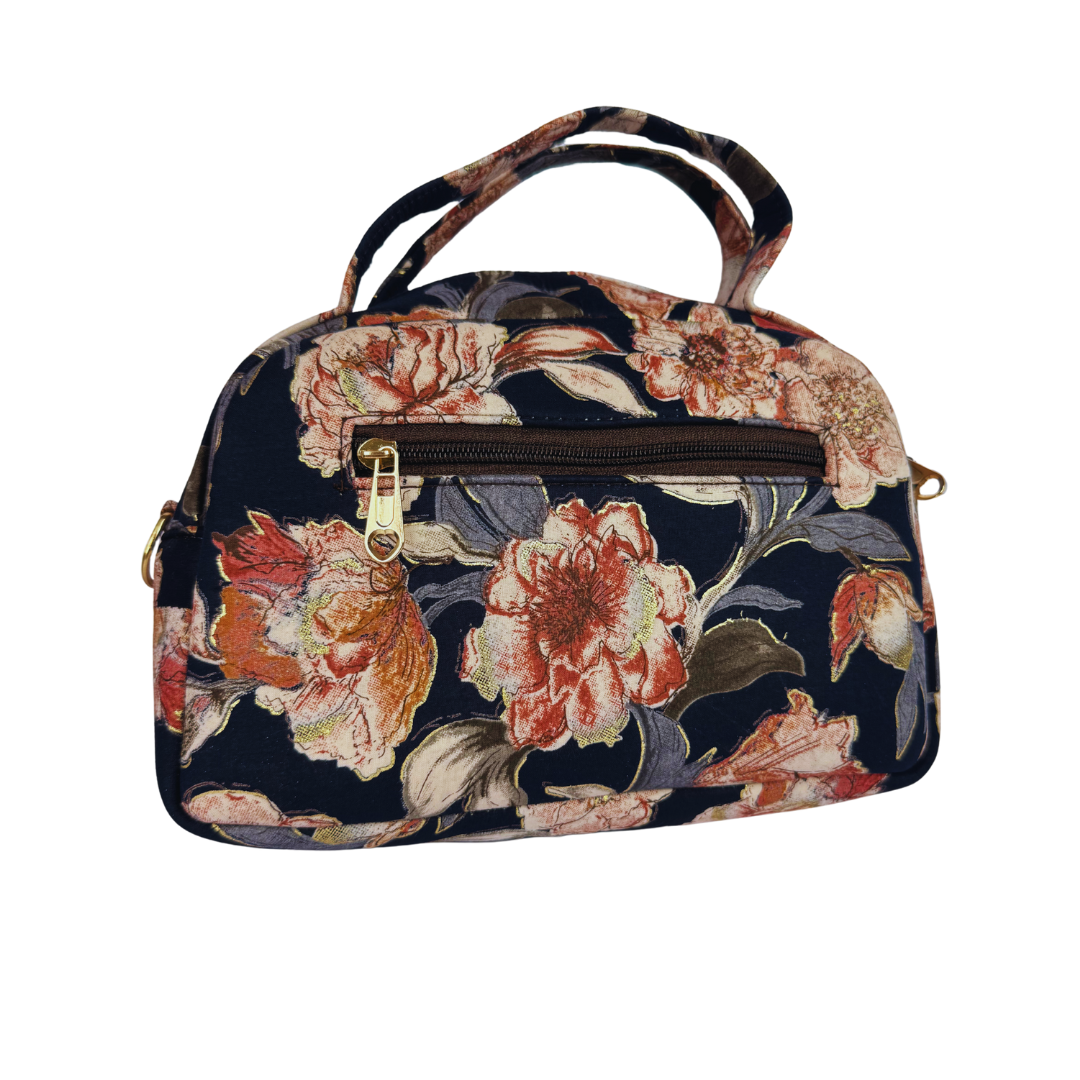 LABEL BANDHANI-1202 RAJASTHANI PRINT FLORAL BLACK HANDBAG - Image 5