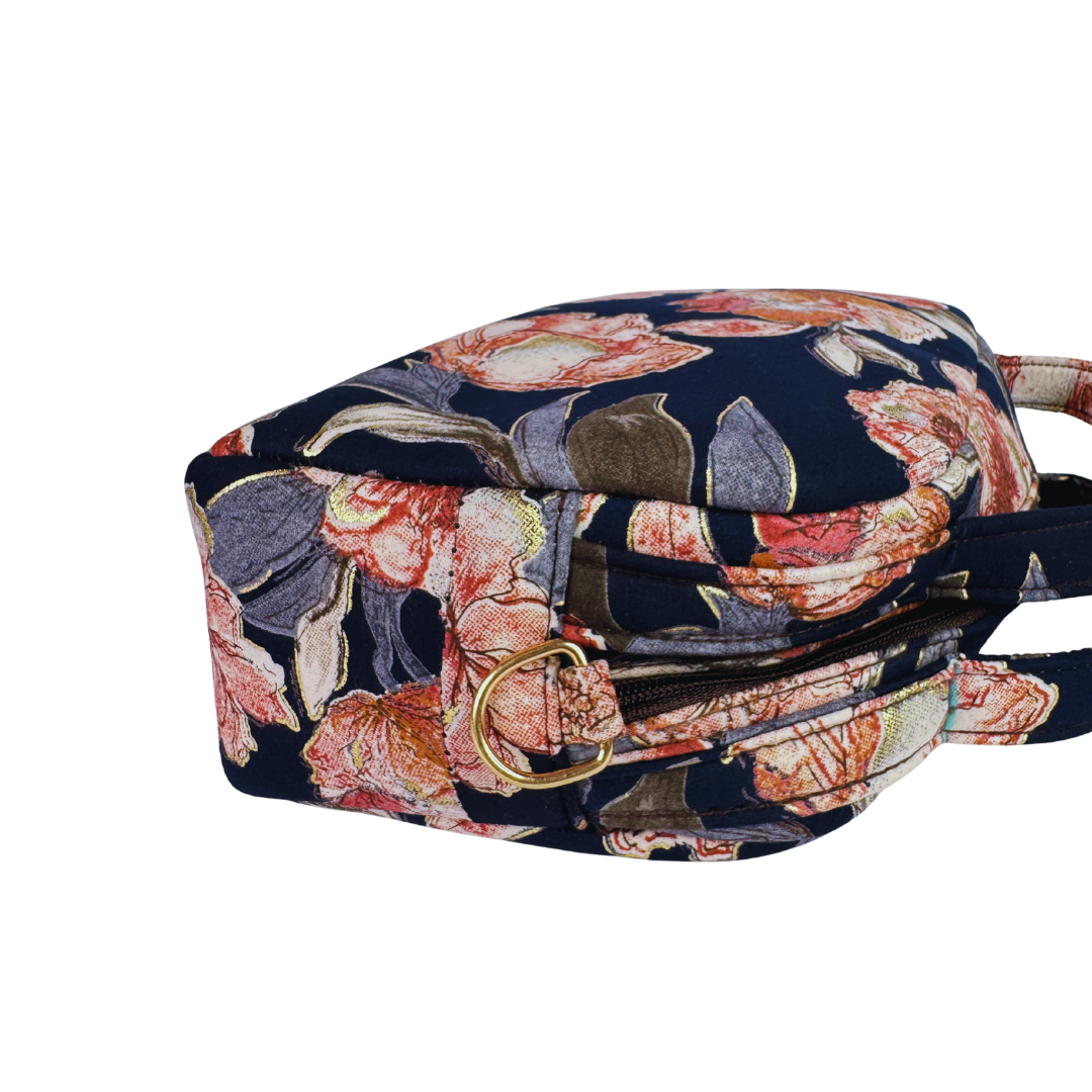 LABEL BANDHANI-1202 RAJASTHANI PRINT FLORAL BLACK HANDBAG - Image 4