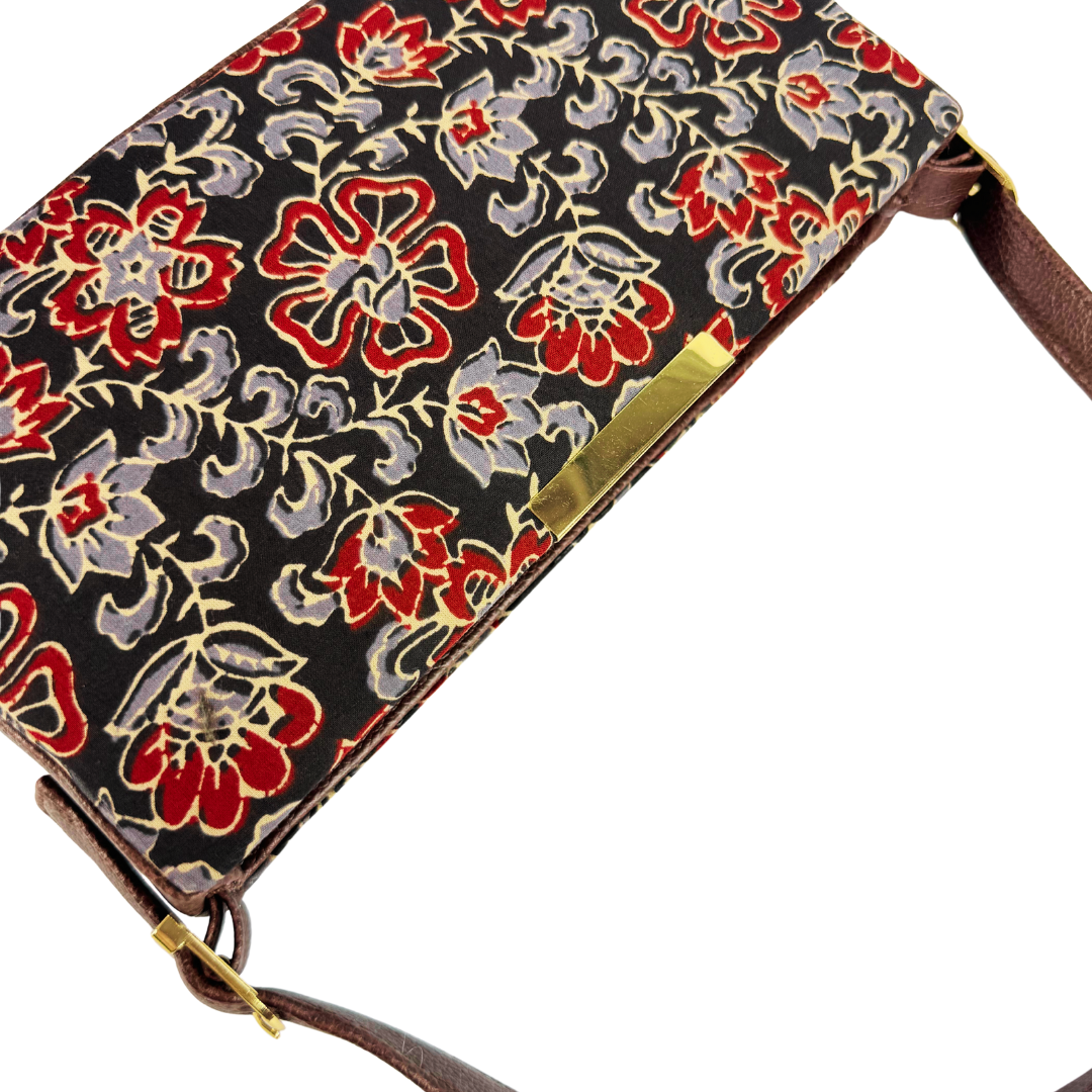 LABEL BANDHANI-2121 HANDBLOCK PRINTING FLORAL BLACK MINI SHOULDER BAG - Image 3